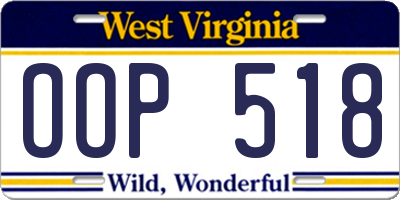 WV license plate OOP518