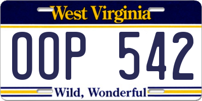 WV license plate OOP542