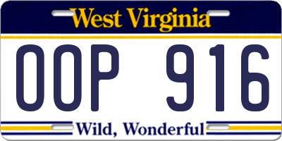 WV license plate OOP916