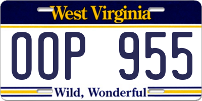 WV license plate OOP955