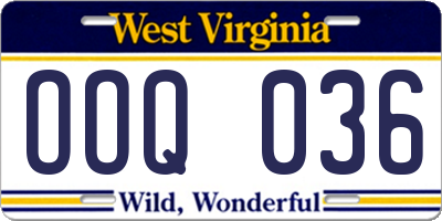 WV license plate OOQ036