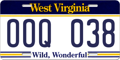 WV license plate OOQ038