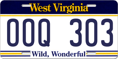 WV license plate OOQ303