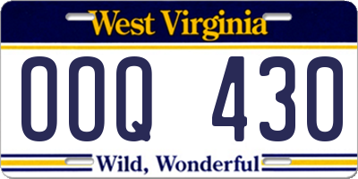 WV license plate OOQ430