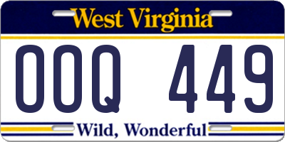 WV license plate OOQ449