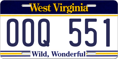WV license plate OOQ551