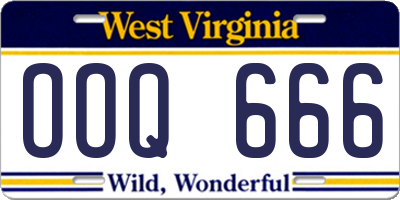 WV license plate OOQ666