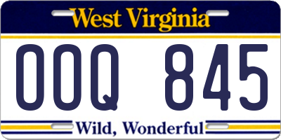 WV license plate OOQ845