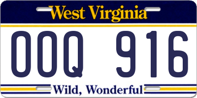 WV license plate OOQ916