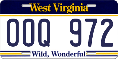 WV license plate OOQ972
