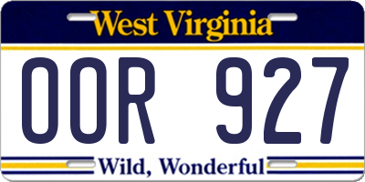 WV license plate OOR927