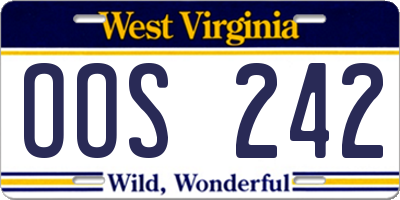 WV license plate OOS242