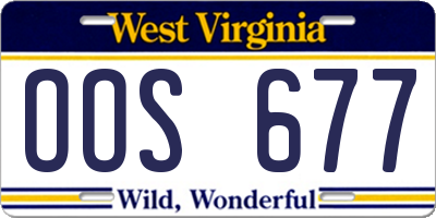 WV license plate OOS677