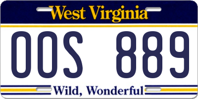 WV license plate OOS889