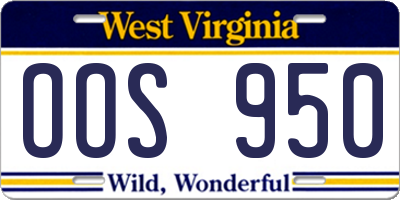WV license plate OOS950