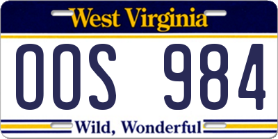 WV license plate OOS984