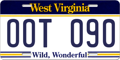 WV license plate OOT090