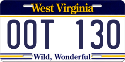 WV license plate OOT130