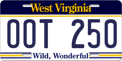 WV license plate OOT250
