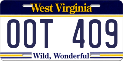 WV license plate OOT409