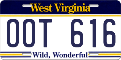 WV license plate OOT616