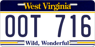 WV license plate OOT716