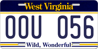 WV license plate OOU056