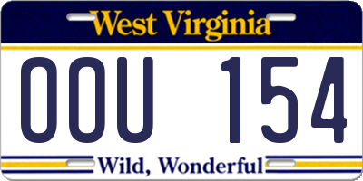 WV license plate OOU154