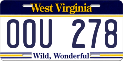 WV license plate OOU278