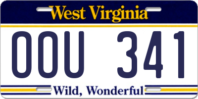 WV license plate OOU341