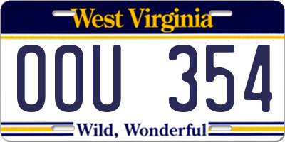 WV license plate OOU354