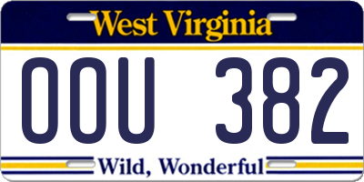 WV license plate OOU382