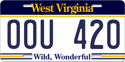 WV license plate OOU420