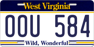 WV license plate OOU584