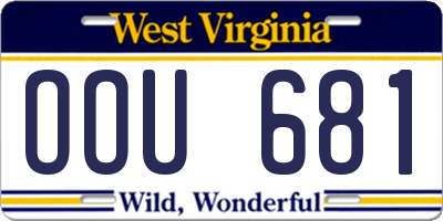 WV license plate OOU681