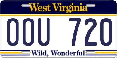 WV license plate OOU720