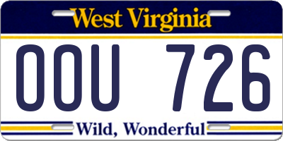 WV license plate OOU726