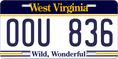 WV license plate OOU836