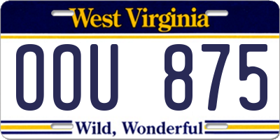 WV license plate OOU875