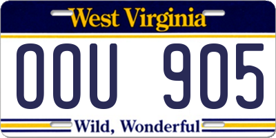 WV license plate OOU905