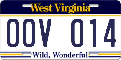 WV license plate OOV014