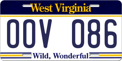 WV license plate OOV086