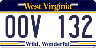 WV license plate OOV132