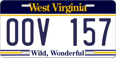 WV license plate OOV157