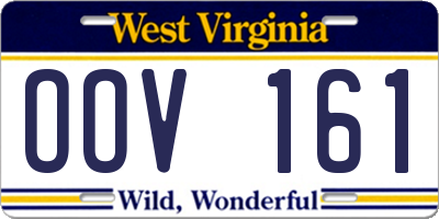 WV license plate OOV161