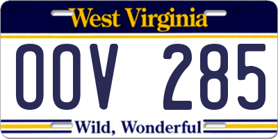 WV license plate OOV285