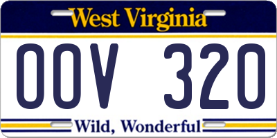 WV license plate OOV320