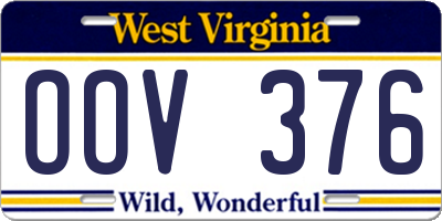 WV license plate OOV376