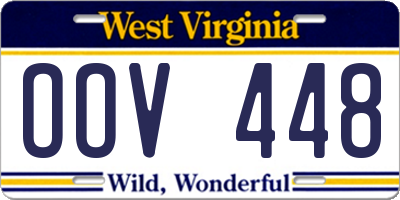 WV license plate OOV448