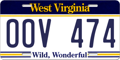 WV license plate OOV474